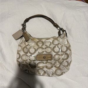 Vintage Coach Beige and Brown Women's Bag